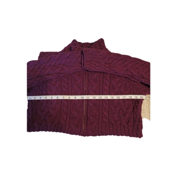 Kilronan Knitwear Ireland Merino Wool  Zip High Neck Maroon Sweater Sz S  NWOT - Picture 8 of 14